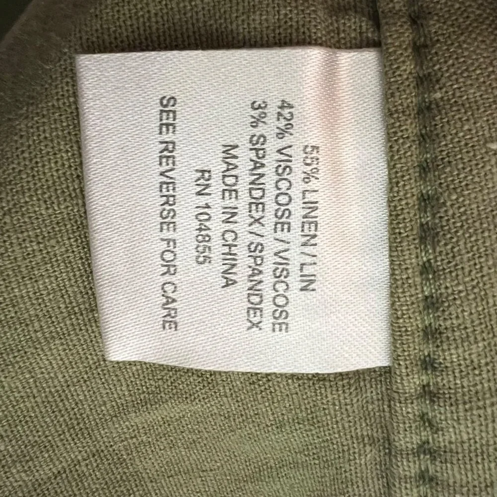 Lila Ryan Stretch Linen Pants Women's 18W Green Martina Straight Capri Ankle NWT